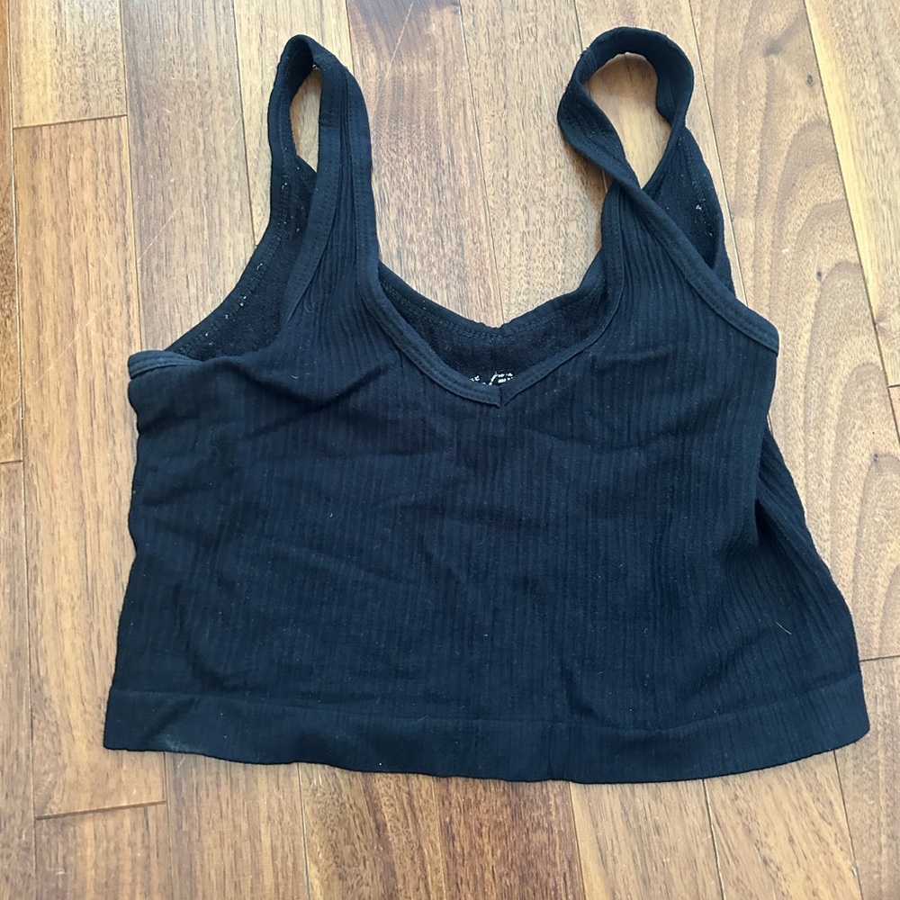 Black Ribbed Crop Top